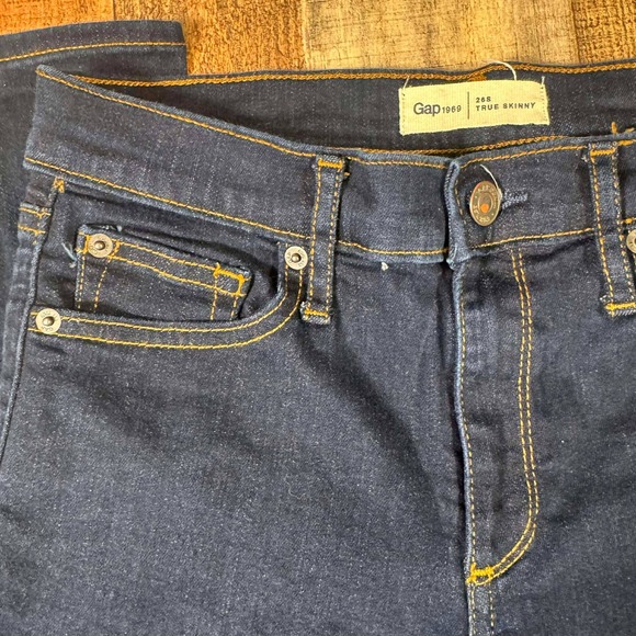 Gap 1969 True Skinny Jeans Womens 2 Short Dark Indigo Blue Denim Stretch 26S - Picture 7 of 7